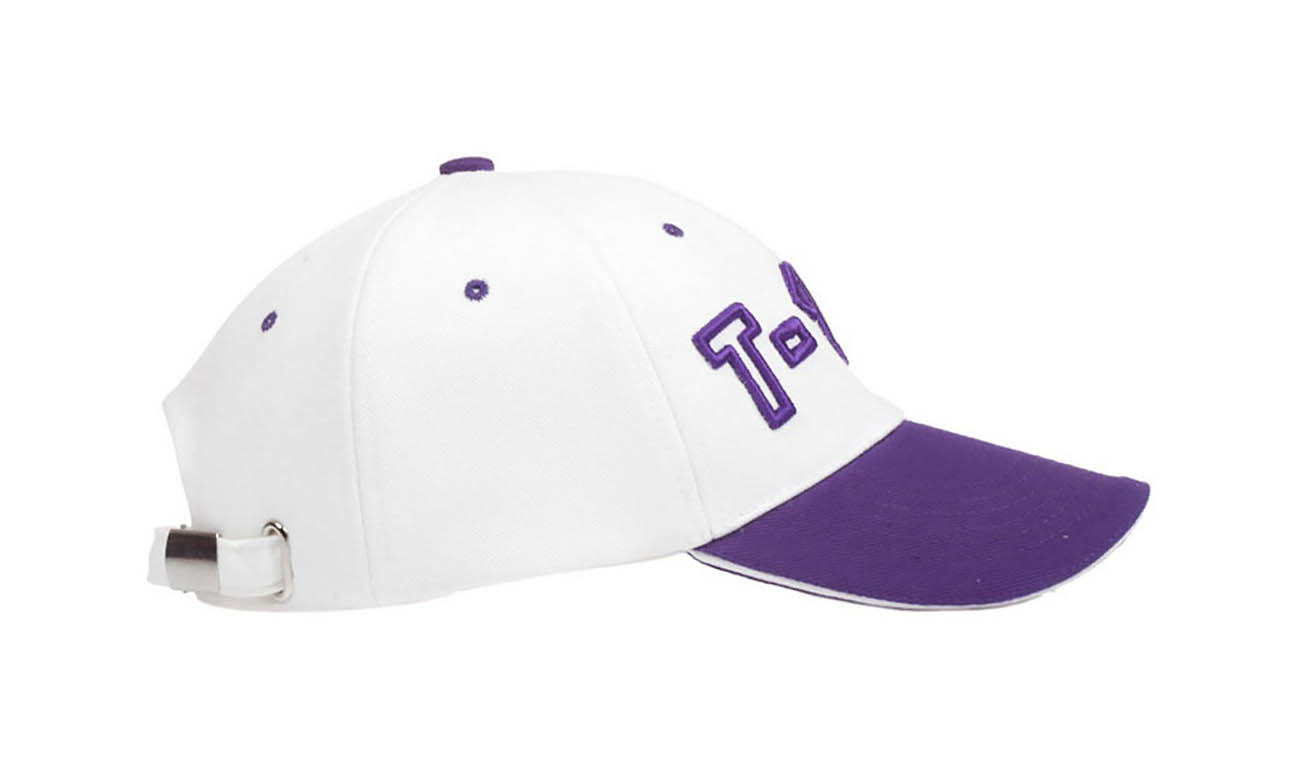 Casquettes T-150 Weiss-Lila Seitlich Links