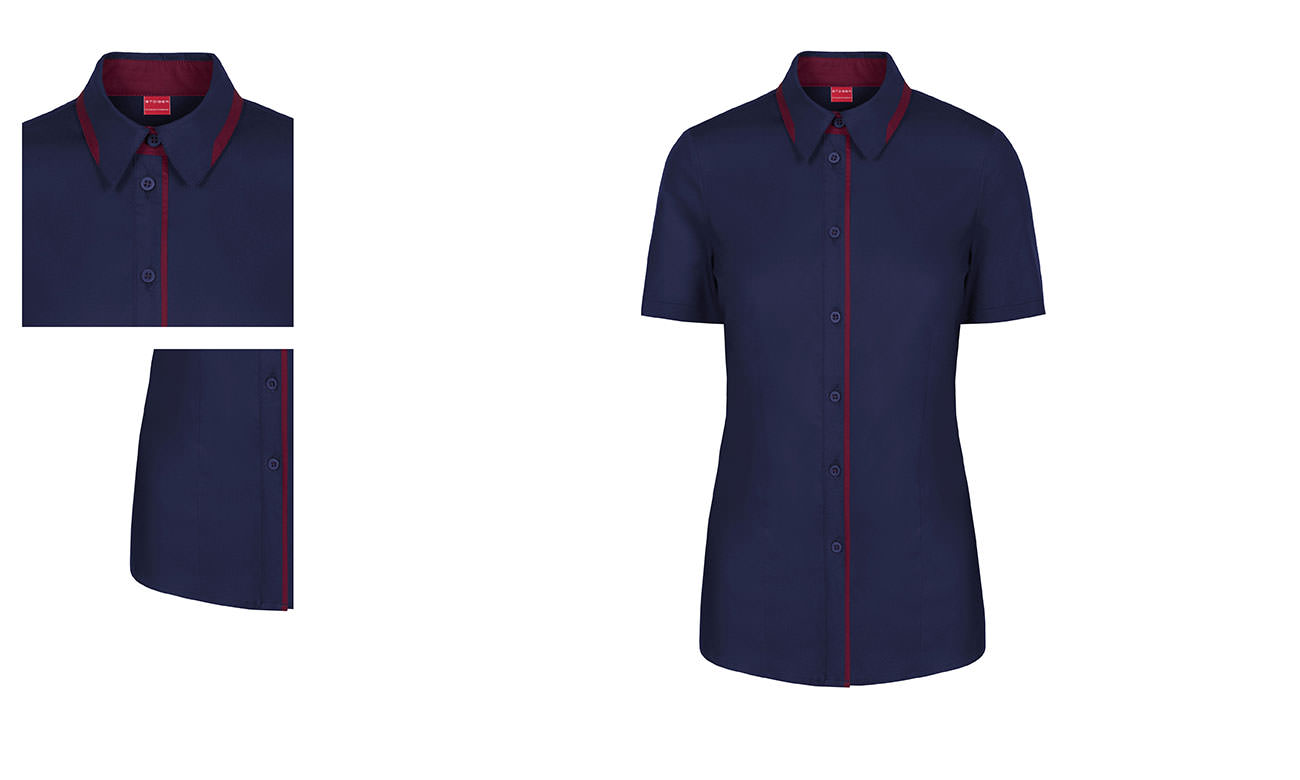 Chemises bicolores manches courtes ST-526 Bleu marine-Bordeaux Homme