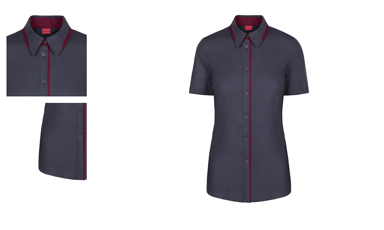 Chemises bicolores manches courtes ST-526 Gris souris-Bordeaux Homme