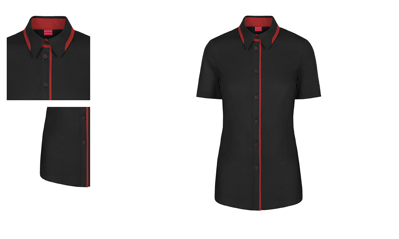 Chemises bicolores manches courtes ST-526 Noir-Rouge Homme