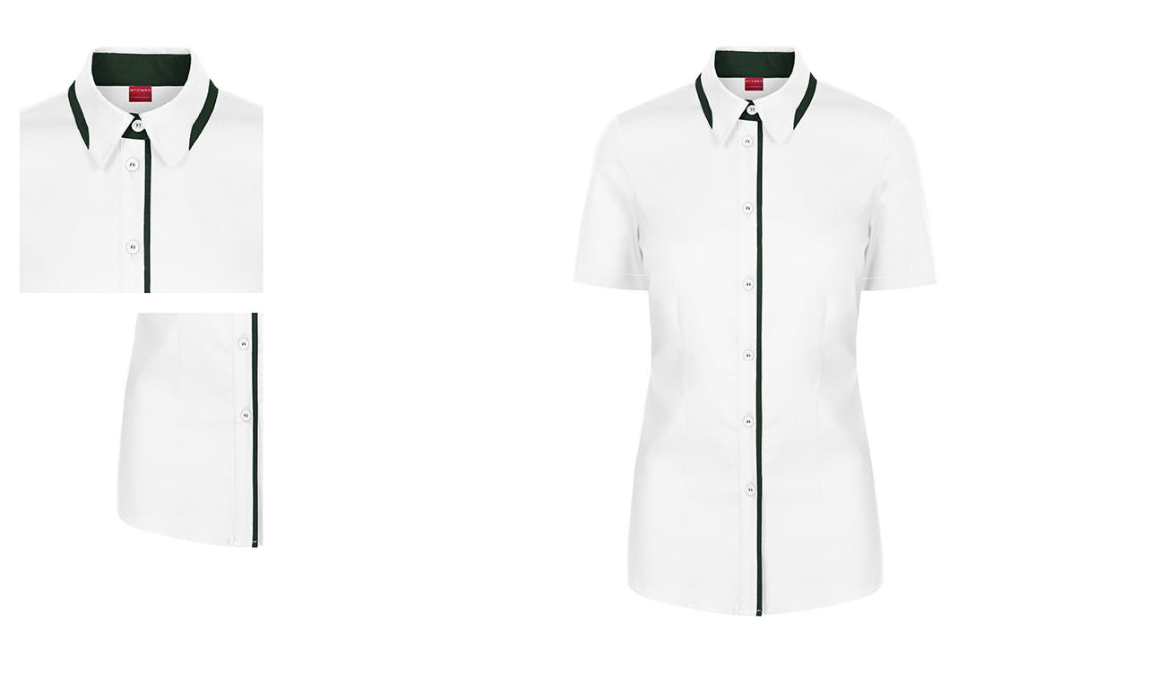 Chemises bicolores manches courtes ST-526 Blanc-Vert fonce Homme