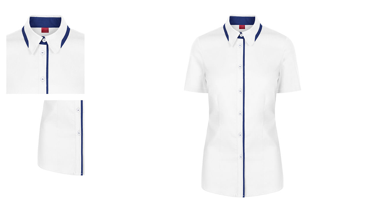 Chemises bicolores manches courtes ST-526 Blanc-Bleu roi Homme