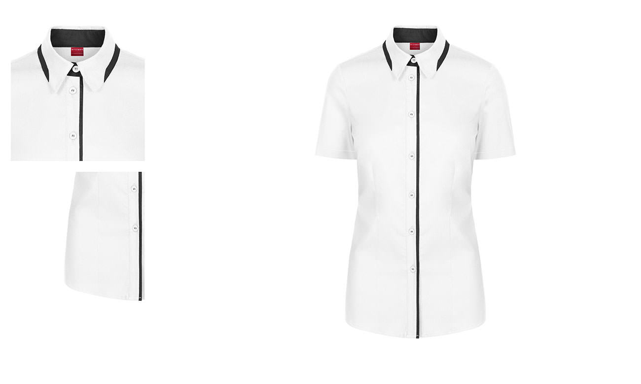 Chemises bicolores manches courtes ST-526 Blanc-Noir Homme