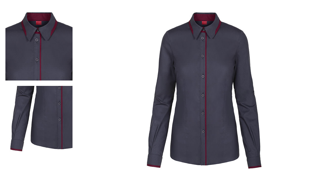 Chemises bicolores manches longues ST-525 Gris souris-Bordeaux Homme