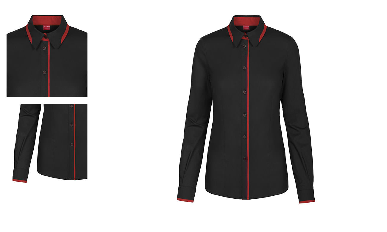 Chemises bicolores manches longues ST-525 Noir-Rouge Homme