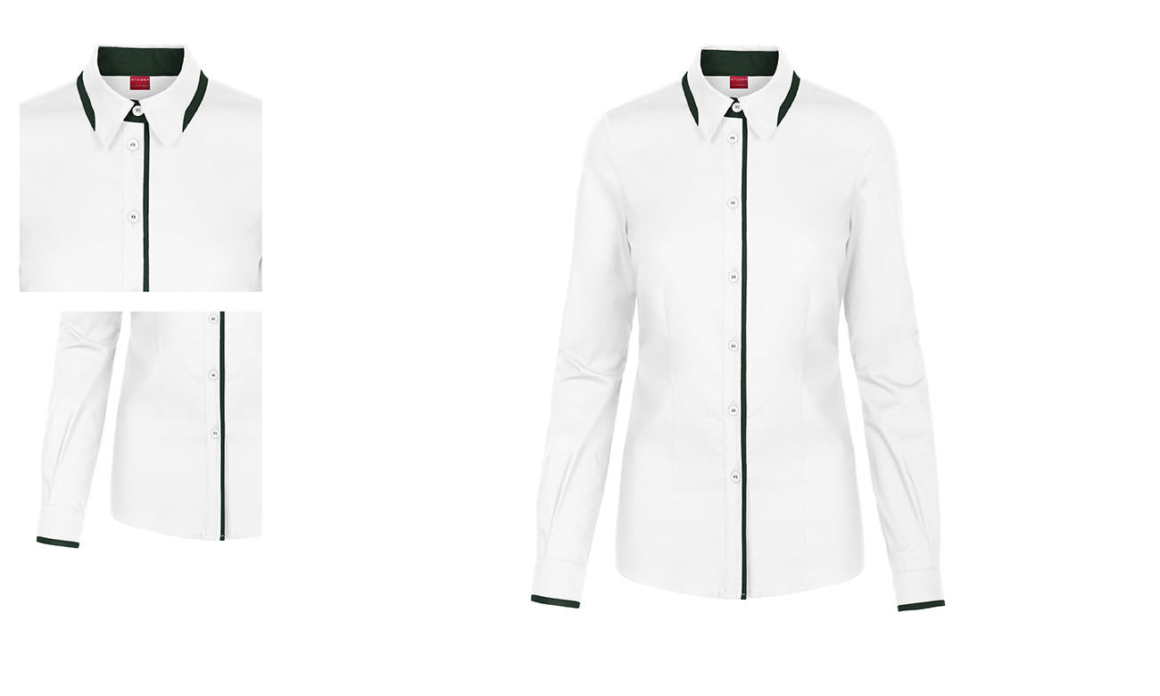 Chemises bicolores manches longues ST-525 Blanc-Vert fonce Homme