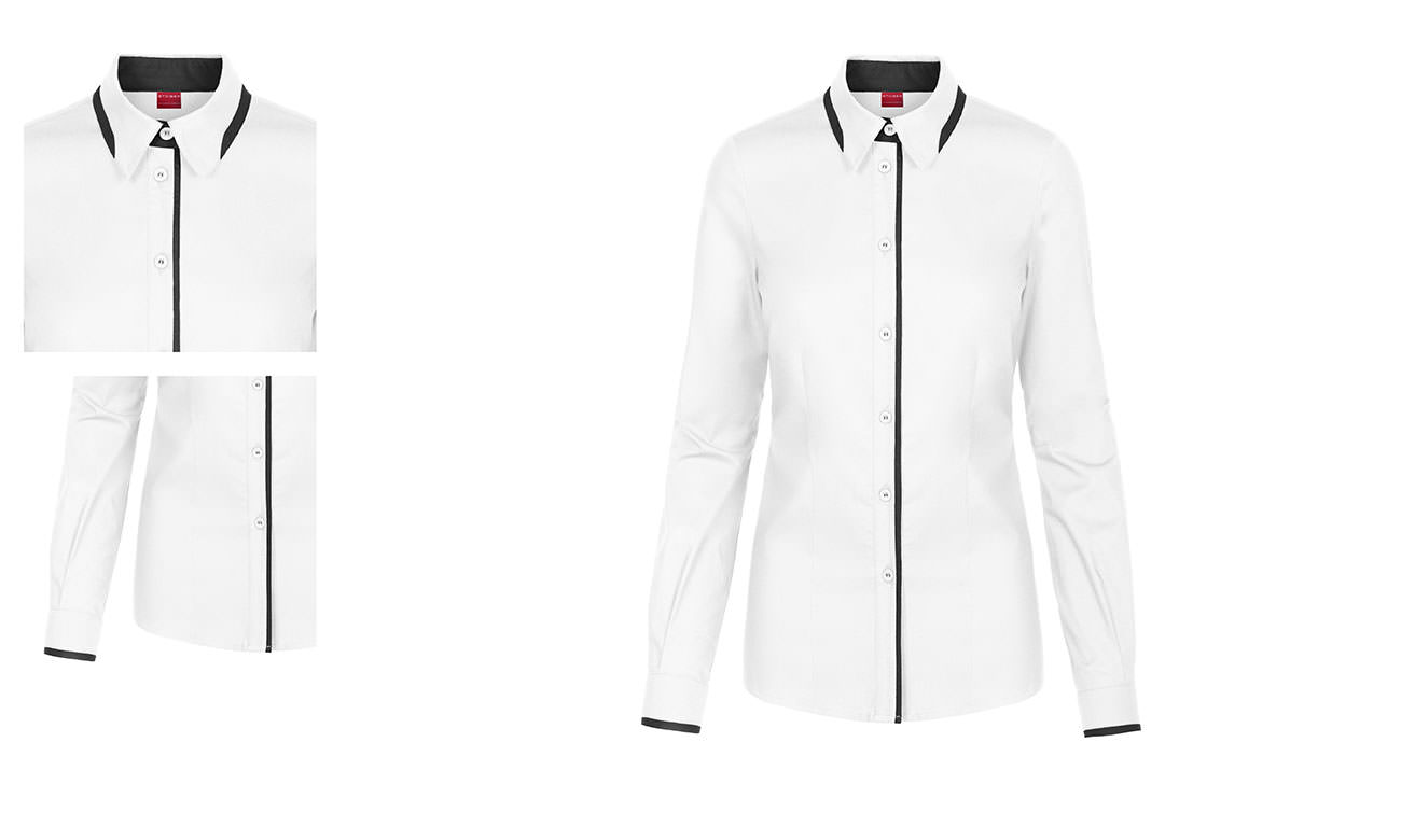 Chemises bicolores manches longues ST-525 Blanc-Noir Homme