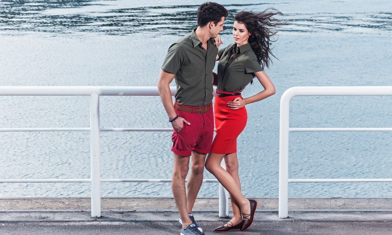 Chemises homme et femme manches courtes ST-501 Olivgrün Fashion