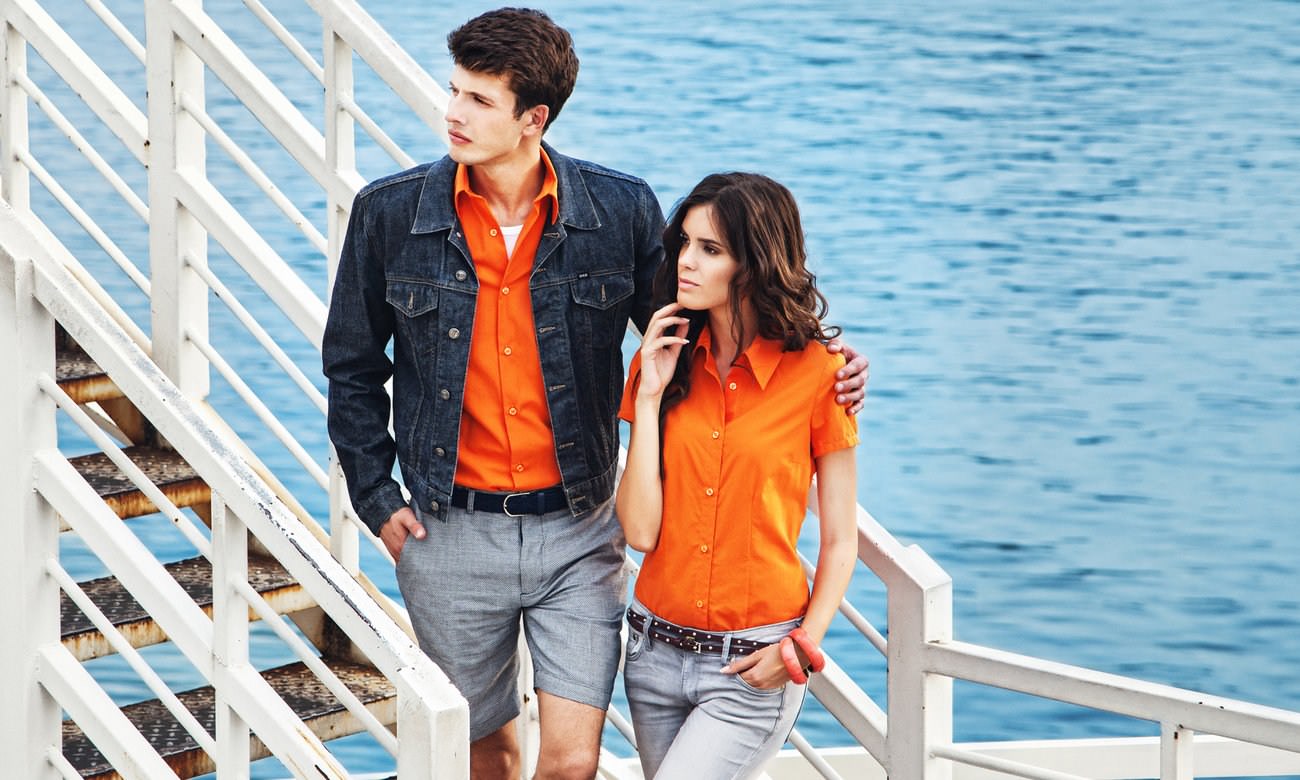 Chemises homme et femme manches courtes ST-501 Orange Fashion