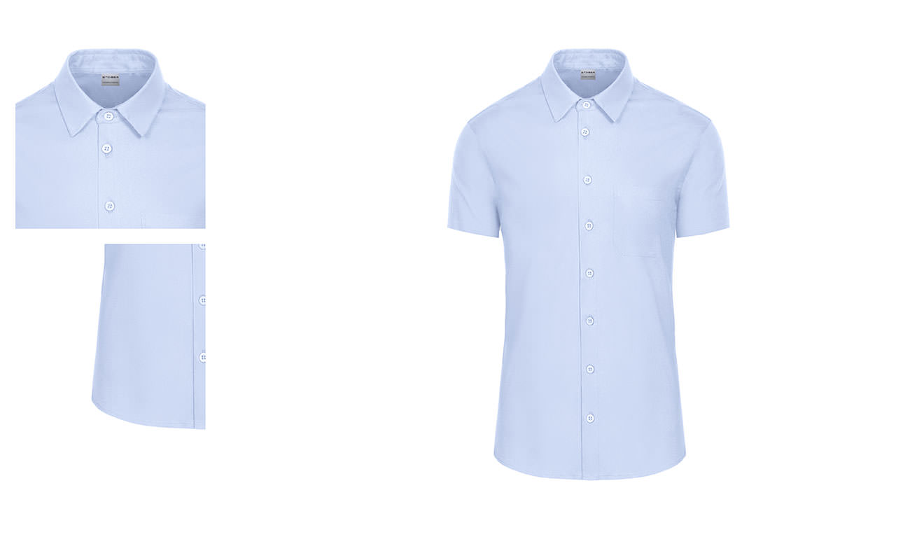 Chemises stretch manches courtes ST-521 Bleu clair Femme