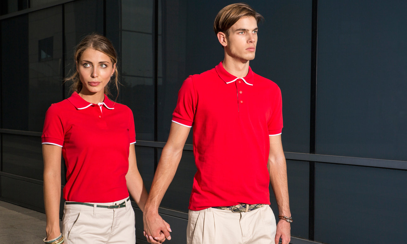 Polos ST-213 Rot-Weiss Fashion