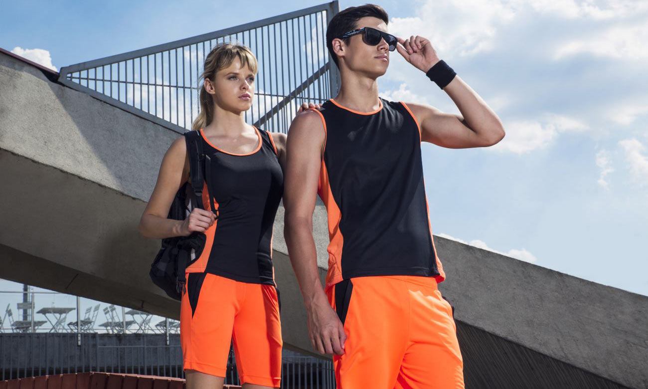 Shorts de sport ST-615 Neon Orange-Schwarz Fashion