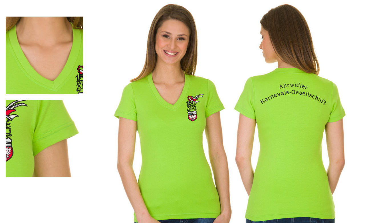 T-shirts col v manches courtes ST-105 Apfelgrün Damen