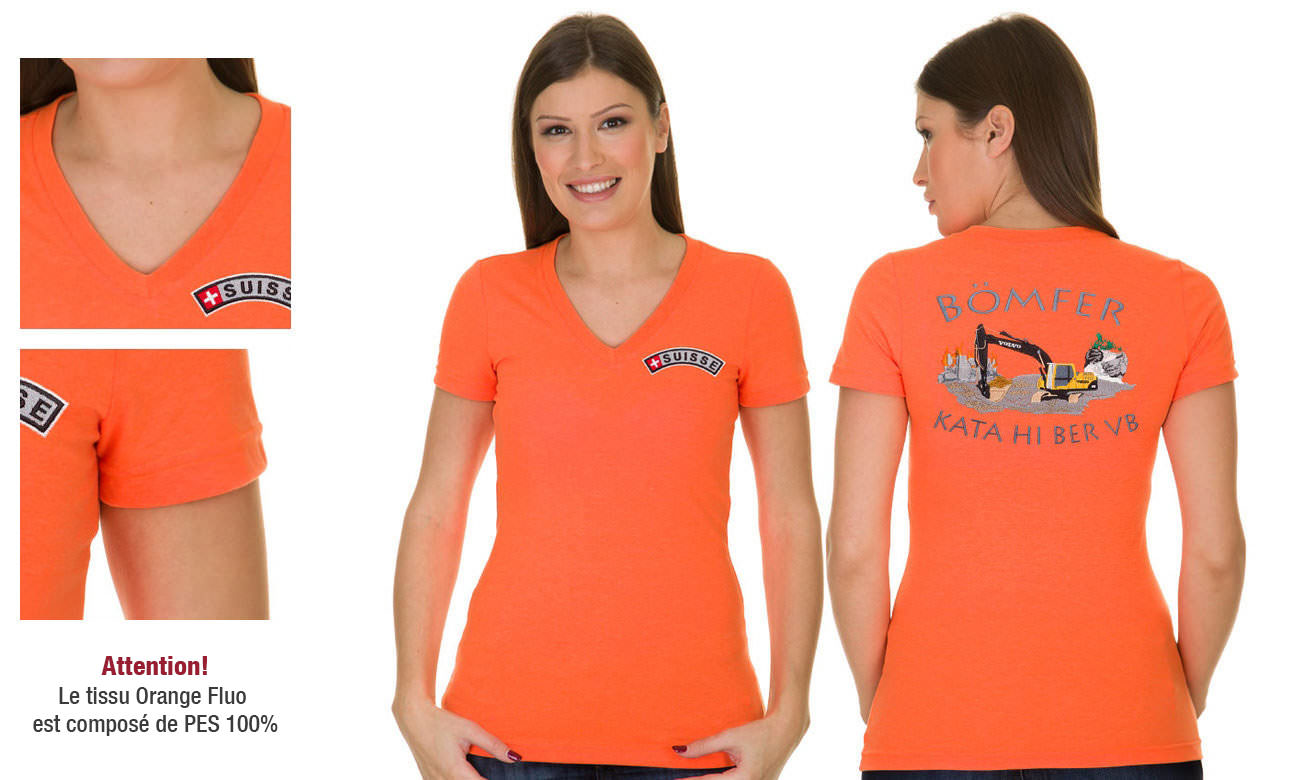 T-shirts col v manches courtes ST-105 Neon Orange Damen