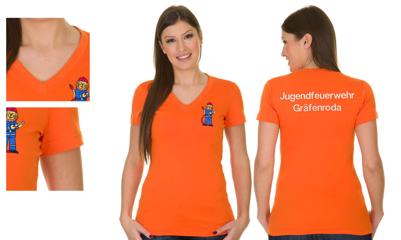 T-shirts col v manches courtes ST-105 Orange Damen