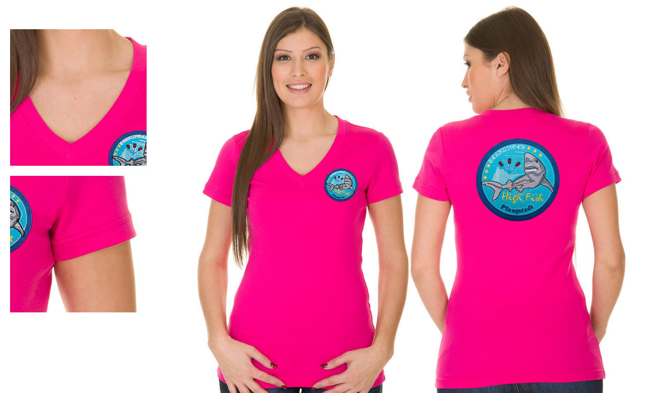 T-shirts col v manches courtes ST-105 Pink Damen