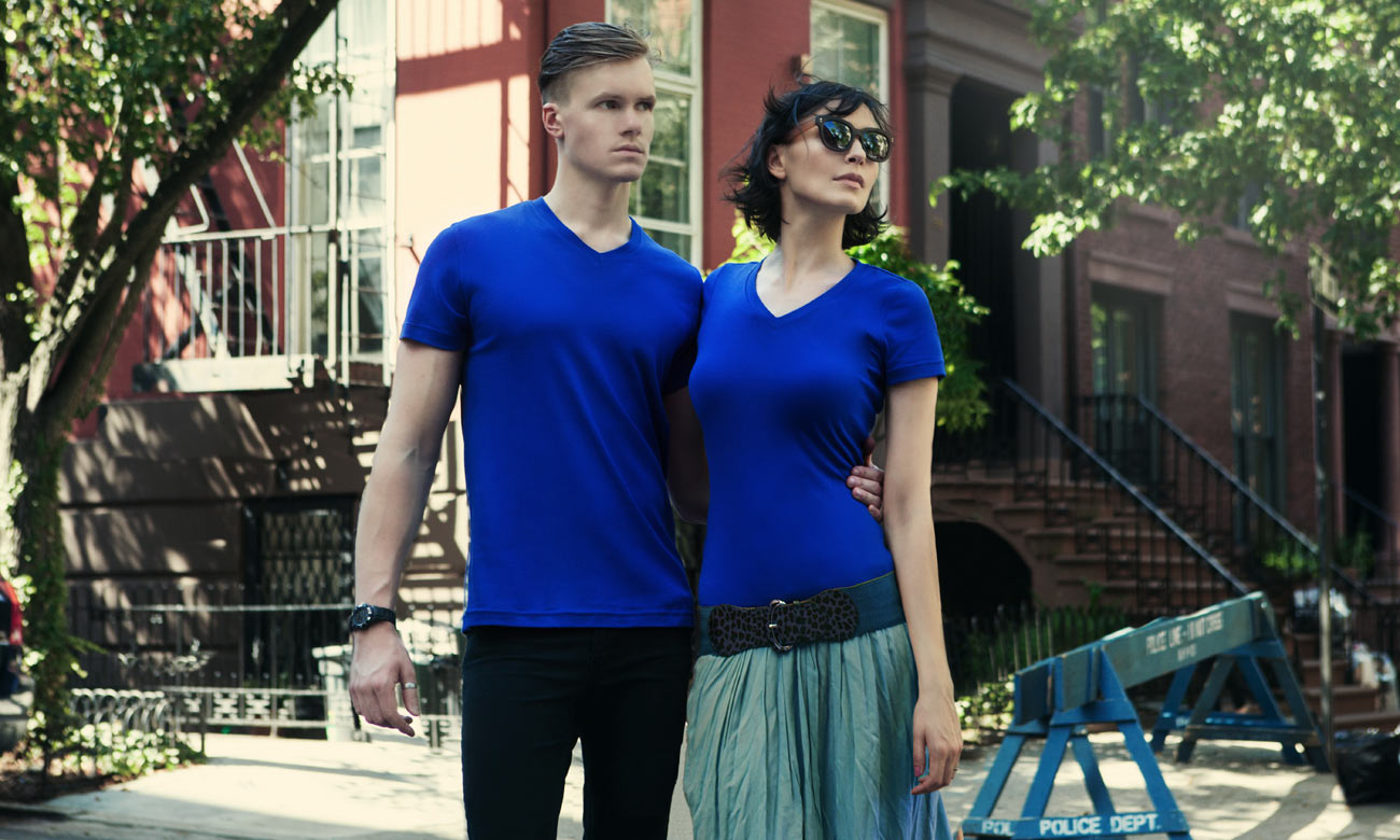 T-shirts col v manches courtes ST-105 Royalblau Fashion