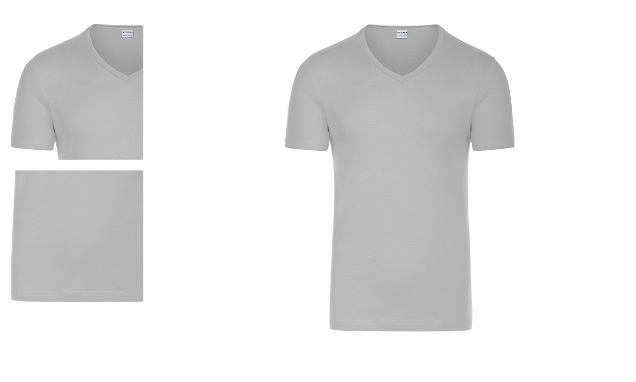 T-shirts col v manches courtes ST-105 Silbergrau Herren