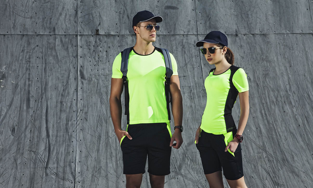 T-shirts de sport ST-140 Neongelb-Schwarz Fashion