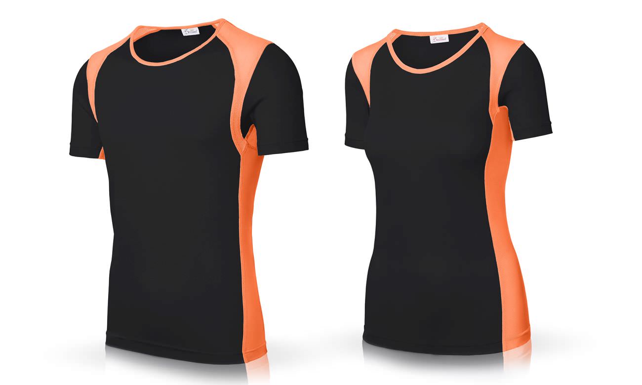 T-shirts de sport ST-140 Schwarz-Neon Orange