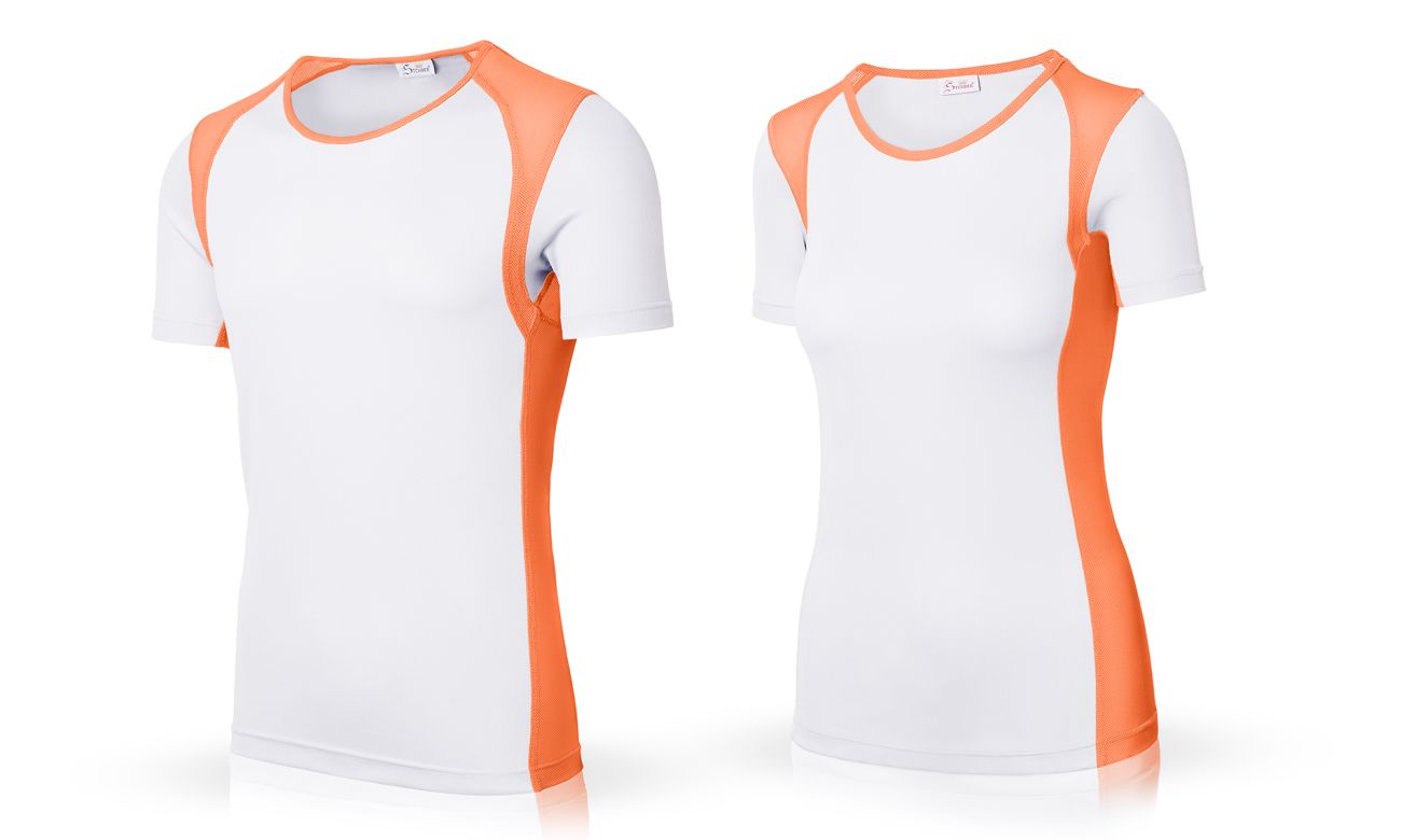 T-shirts de sport ST-140 Weiss-Neon Orange
