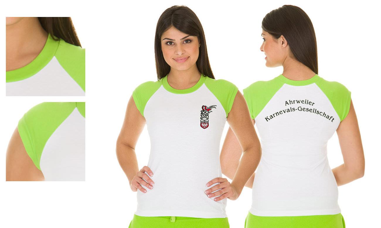 T-shirts raglan ST-110 Weiss-Apfelgrün Damen