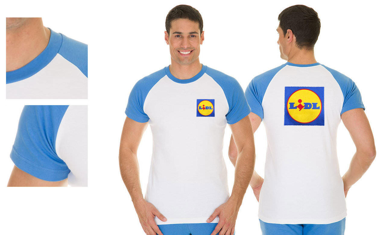 T-shirts raglan ST-110 Weiss-Azurblau Herren