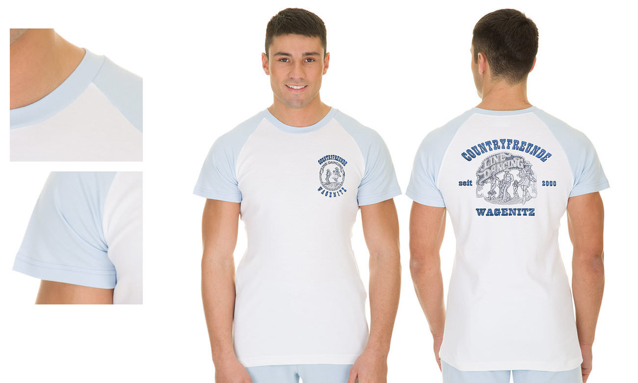 T-shirts raglan ST-110 Weiss-Hellblau Herren