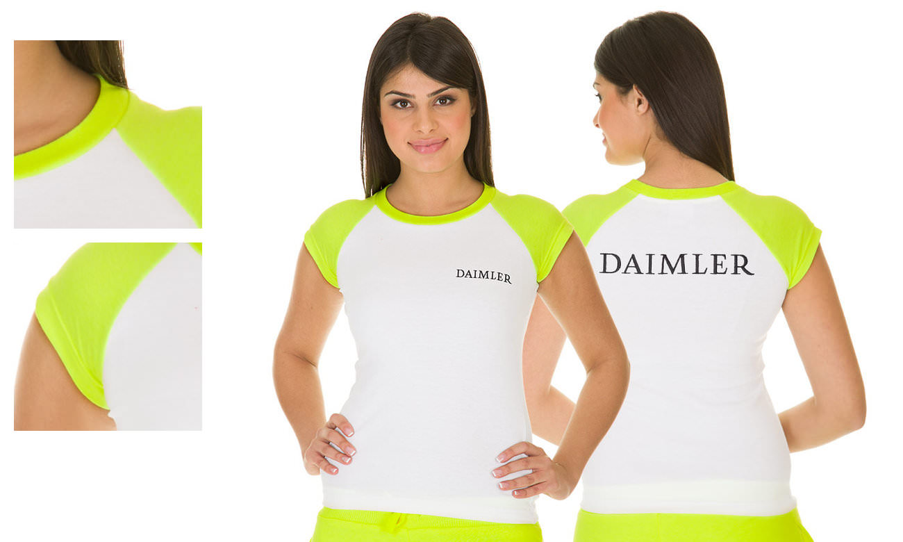 T-shirts raglan ST-110 Weiss-Neongelb Damen