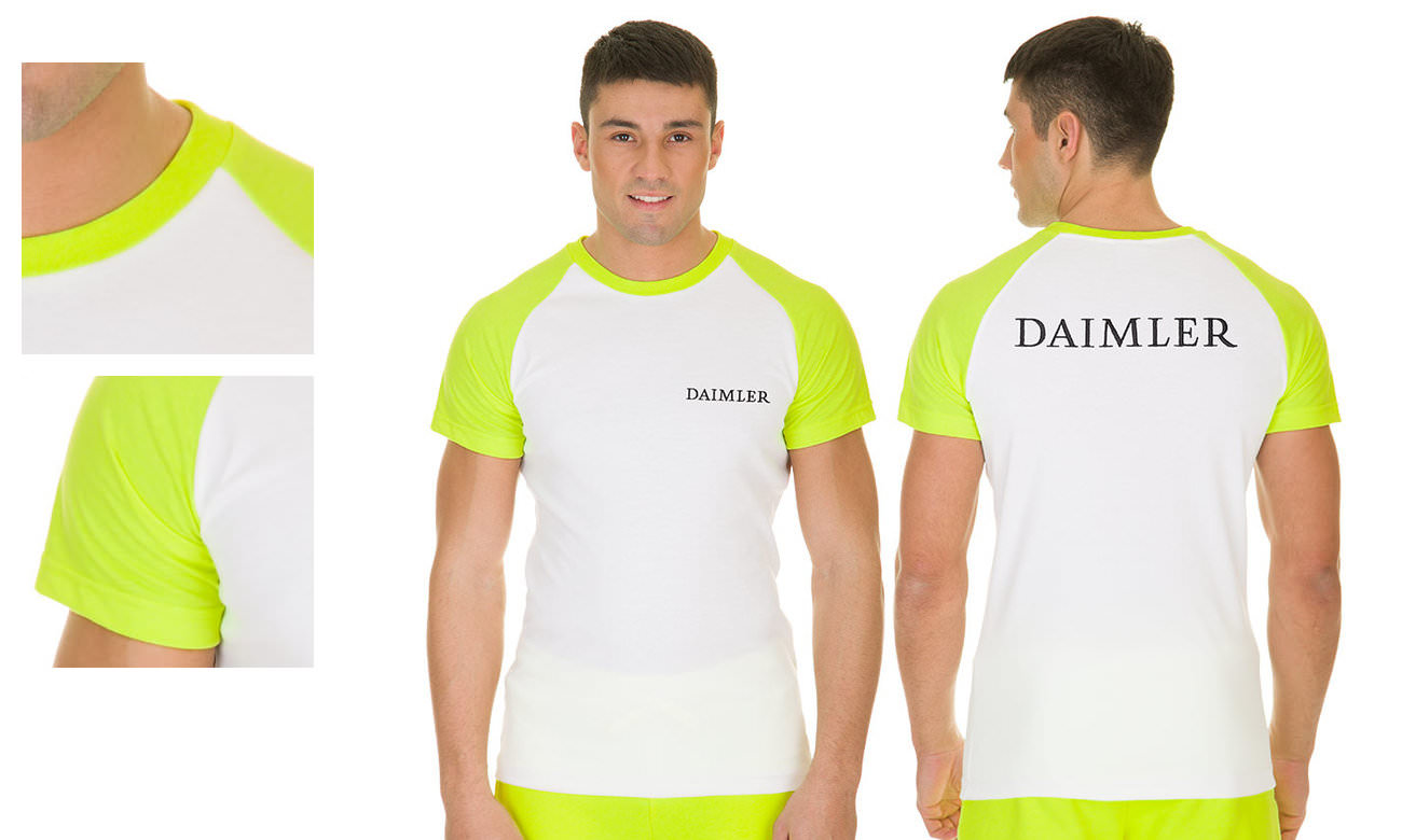 T-shirts raglan ST-110 Weiss-Neongelb Herren