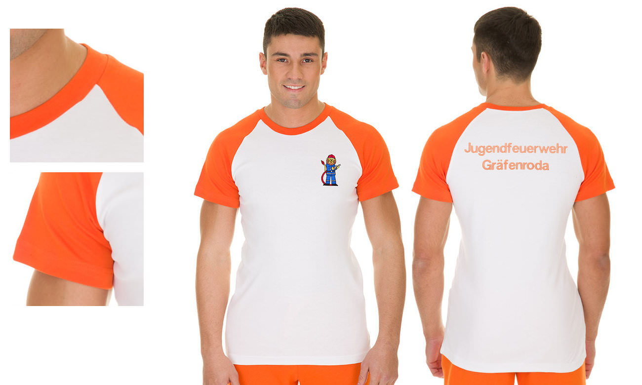 T-shirts raglan ST-110 Weiss-Orange Herren