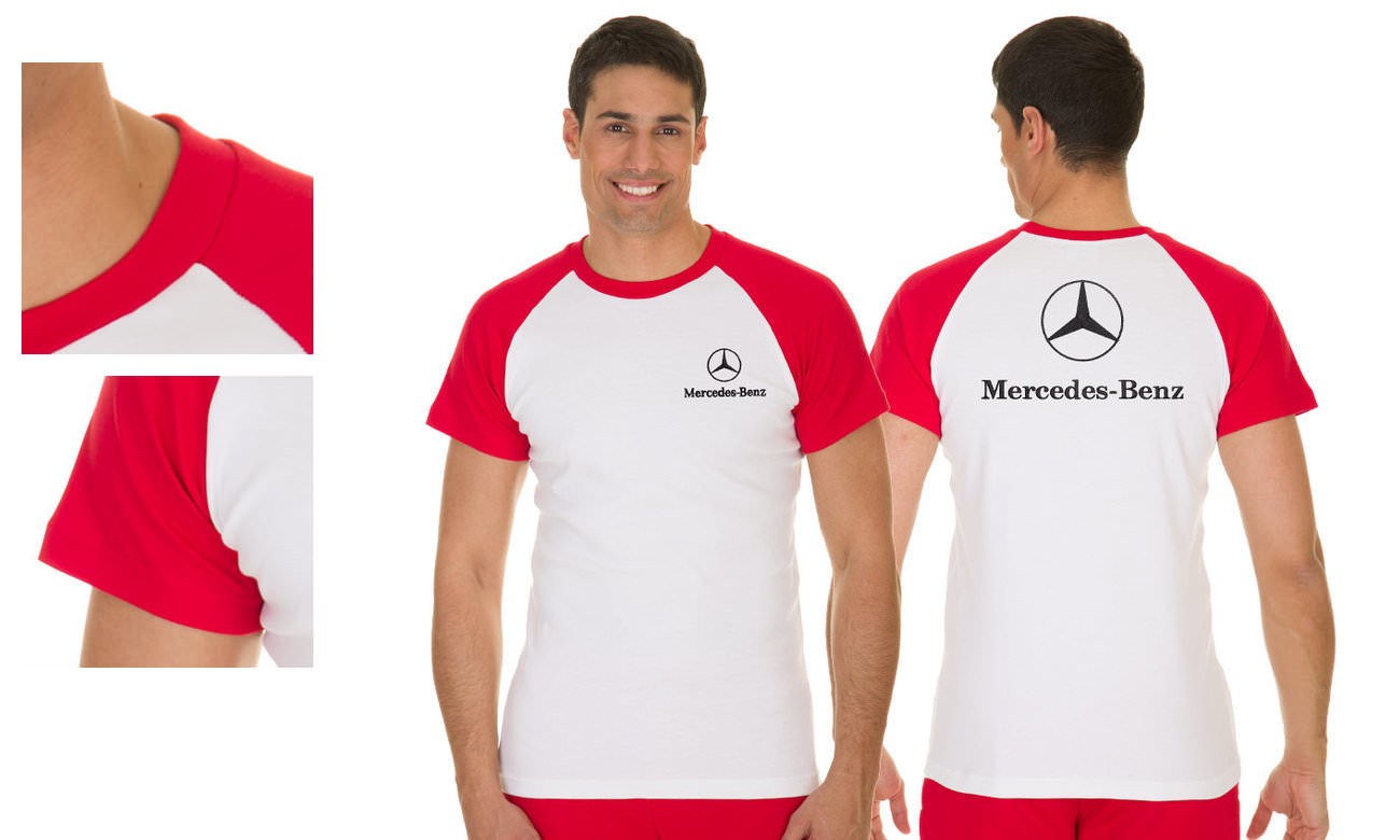 T-shirts raglan ST-110 Weiss-Rot Herren
